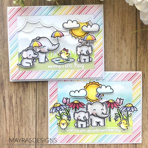 Wishing You An Unforgettable Day... Lawn Fawn Axolotl, Lawn Fawn Sending Big Hugs, Lawn Fawn Birthday, Lawn Fawn Elephant Parade, First Birthday Centerpieces, Lawn Fawn Simply Celebrate Critters, Mft Adorable Elephants, Elephant Cards, Mama Elephant Cards