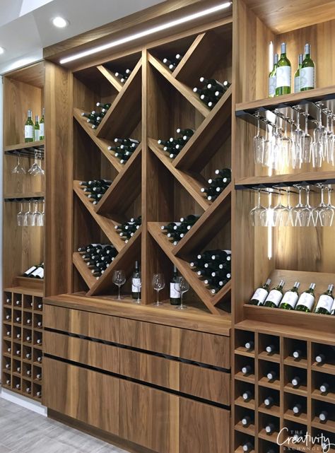 Wine Wall With Cabinets, Built In Wine Storage Cabinet, Wine Storage Basement, Built In Wine Cellar, Wine Rack In Kitchen Cabinet, Wine Built In Cabinet, Wine Cabinets Ideas, Wine Cellar Wall Ideas, Wine Cabinet Ideas Built Ins