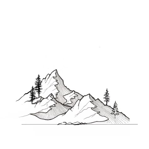 Mt Hood Drawing, Roam Ink Drawing, Mountain Tattoo Outline, Mountain Outline Drawing, Mountain Sketch Simple, Mountains Drawing Simple, Montagne Tattoo, Mountain Drawing Sketches, Simple Mountain Drawing