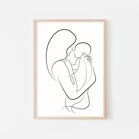 Family Line Art, Art Abstrait Ligne, Art Amour, Newborn Art, Body Positivity Art, Plus Size Art, Dad And Baby, Beauty Art Drawings, Art Minimaliste