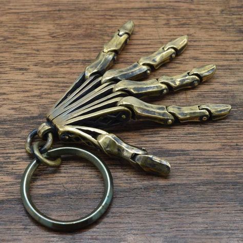 Movable LEFT HAND keyring,movable joints,keyholder,Gift,delicate hand carving,Brass,KH09 - Etsy 日本 Cool Keyrings, Brass Accessories, Hand Sign, Hand Spinner, Five Fingers, Dope Jewelry, Cool Tools, Cool Items, Blacksmithing