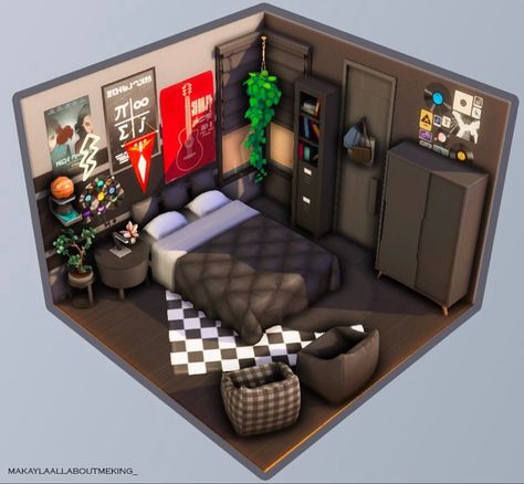 Cozy Bedroom Sims 4, Sims 4 Decorating Ideas, Sims Room Inspiration, Sims4 Bedroom Ideas No Cc, Sims 4 Dorm Room Ideas, Ua Dorm Room Bnha Ideas, Sims 4 4 Bedroom House Plan, Sims Bedroom Ideas Base Game, Bedroom Sims 4 Ideas