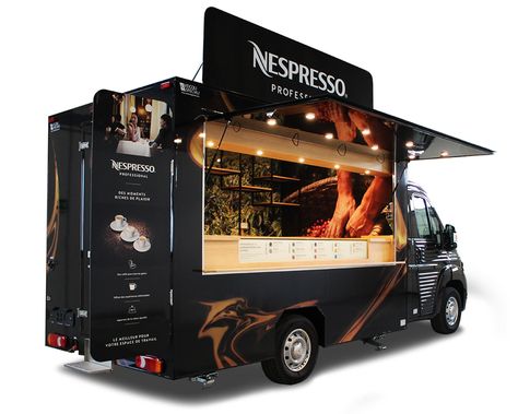 Traveling Café Nespresso | NV Food Truck Citroën Jumper Food Truck Designs, Food Truck Design Interior, Food Truck Business Plan, Coffee Food Truck, Mobile Restaurant, Mobile Cafe, Mobile Coffee Shop, Mobile Food Cart, Coffee Van