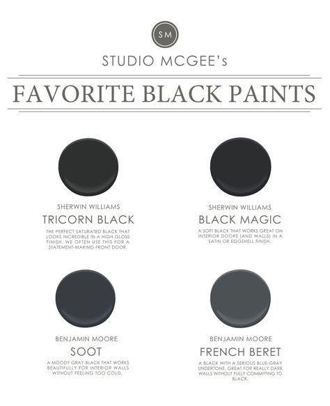 Ask Studio McGee: Our Favorite Black Paints Interior Paint Colors Schemes, Black Paint Color, Black Interior Doors, Inside Doors, William Black, Black Front Doors, New Interior Design, Front Door Colors, Interior Paint Colors