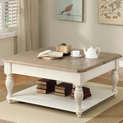 Look what I found on Wayfair! Maple Wood Flooring, White Wood Table, Transitional Coffee Tables, Square Cocktail Table, Chabby Chic, Coffee Table With Shelf, Estilo Shabby Chic, Riverside Furniture, Coffee Tables For Sale