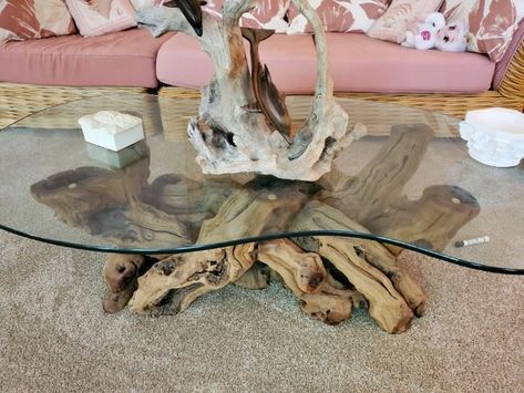 Coffee Table Made Out Of Driftwood, Drift Wood Tables, Drift Wood Coffee Tables, Driftwood Coffee Table, Florida Beach House, Driftwood Table, Beach House Living Room, Living Room Decor Gray, California Modern