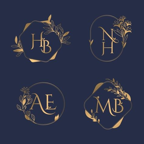 Golden calligraphic wedding monogram log... | Free Vector #Freepik #freevector #logo #wedding #love #ornament Monogram With Flowers, Wedding Initials Logo Letters, Wedding Company Logo, Jj Monogram, Couple Monogram Design, Wedding Initials Logo, Free Monogram Fonts, Monogram Logos, Logo Monogramme