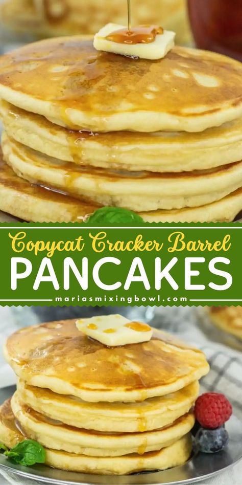 Try these Copycat Cracker Barrel Pancakes! They're an easy back to school recipe in just 20 minutes. Not only are these homemade pancakes light and fluffy, but they have the same flavor you know and love. Variations on this back to school breakfast idea included! Cracker Barrel Pancake Recipe, Crumble Cookie Copycat, Easy Breakfast Ideas With Eggs, Copycat Cracker Barrel Pancakes, Cookie Copycat Recipes, Cracker Barrel Pancakes, Breakfast Ideas With Eggs, Easy Dinner Recipes For Beginners, Ideas With Eggs