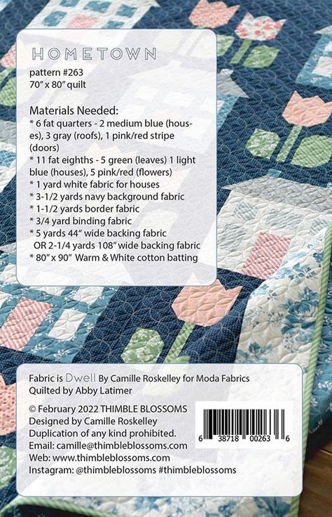 Hometown G TB 263 Thimble Blossoms#1 at Moda Fabrics + Supplies Houses Quilt Pattern, Thistle Quilt Pattern, Houses Quilt, Light Blue Houses, Thimble Blossoms, Camille Roskelley, Moda Fabric Quilts, Fall Quilt Patterns, House Quilt Patterns