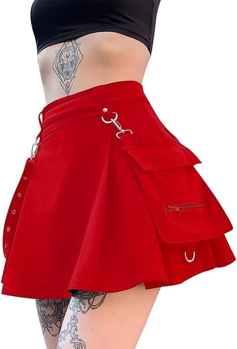 Amazon.com: Ruolai Women's Goth Mini Pleated Skirts Sexy Club Y2k High Waist Tennis Skater A-line Skirt Red M : Clothing, Shoes & Jewelry Black Pleated Mini Skirt, Black Pleated Skirt, Cheap Fabric, Pleated Skirts, Beautiful Clothes, Cute Skirts, Pleated Mini Skirt, Tennis Skirt, Clothes Pins