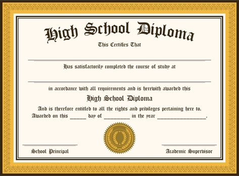 High School Diploma Certificate, Diploma High School, High School Diploma Aesthetic, Highschool Diploma, Free High School Diploma, Penn Foster High School, School Sheets, Fake High School Diploma, Homeschool Diploma