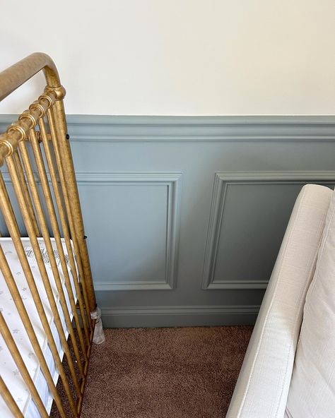 Making babies classy one room at a time 👌🏼 #franklinmillwork #kidsroom #interiors #nursery #nashvillecontractor #nashvilledesign Crown Molding In Nursery, Nursery Millwork, Nursery Box Trim, Wainscot Nursery, Wall Moulding In Nursery, Wall Molding Nursery, Nursery With White Wainscoting, Moulding Nursery, Wainscoting Nursery Boy