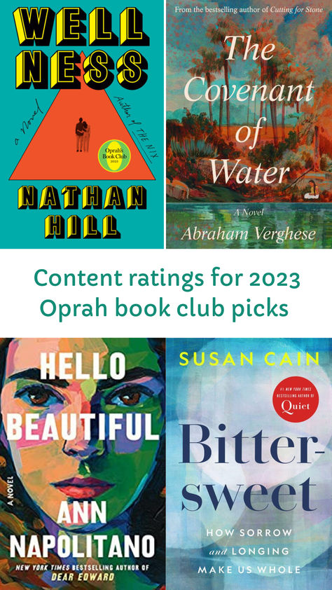 Wondering what kind of content Oprah's book club picks from 2023 have? Click and read my blog post with information about content and age-appropriateness for each book. Oprah Book Club List, Oprah Book Club, Book Club List, Susan Cain, Celebrity Books, Oprahs Book Club, Her Book, Hello Beautiful, Previous Year