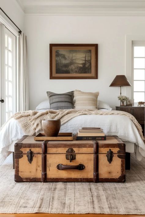 Are you looking for ways to give your bedroom a fresh look? If so, you're in luck. There are plenty of easy and inexpensive ways to update a bedroom without breaking the bank. Vintage Trunk Bedroom, Trunk In Bedroom, Inexpensive Home Updates, Bedroom Trunk, Trunk Bedroom, Update Bedroom, Trunks Luggage, Wabi Sabi Kitchen, Wabi Sabi Home Decor