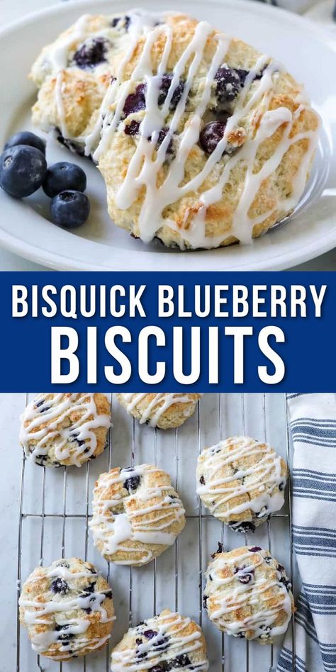 Biscuits Bisquick, Bisquick Recipes Breakfast, Bisquick Biscuits, Blueberry Biscuits, Easy Biscuit Recipe, Sweet Glaze, Bisquick Recipes, Breakfast Sweets, Homemade Biscuits