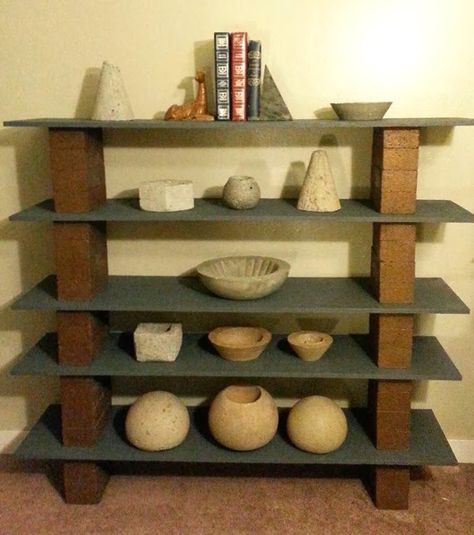 How to make a bookshelf for around $25. We made this from plywood, bricks, and paint, only took a few hours. Fun, easy, cheap project. www.etsy.com/shop/DeerwoodCreekGifts Diy Bookcases Easy, Rustic Bookshelf Diy, Cinder Block Bookshelf, Brick Bookcase, Brick Bookshelf, Diy Cement Block Bookshelf, Diy Bookshelf Easy Cheap, Bookshelf Made From Pallets, Pallet Board Bookshelf Diy