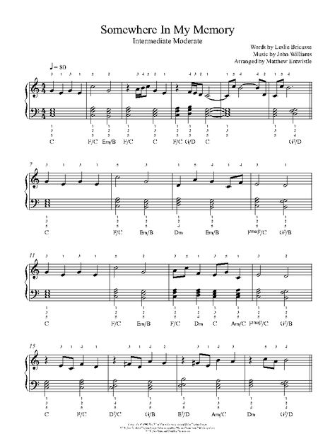 Somewhere In My Memory by John Williams Piano Sheet Music | Intermediate Level Somewhere In My Memory, Christmas Piano, Opera Music, John Williams, Music Lesson, Christmas Note, My Memory, Piano Lessons, Piano Sheet