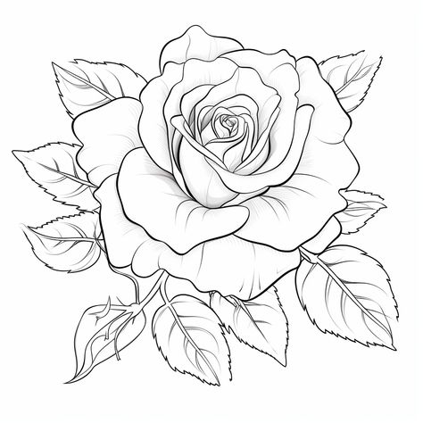 Black Rose Drawing, White Rose Drawing, Rose Outline Drawing, Dragon Tattoo Drawing, Chest Tattoo Ideas, Rose Outline, Rose Drawing Tattoo, Rose Coloring Pages, Rose Stencil