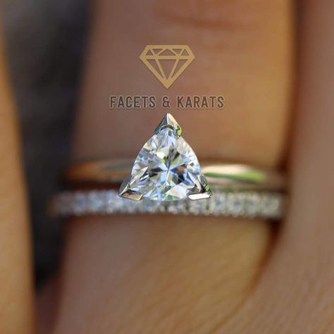 I love this Trillion cut Engagement Ring, With Wedding Band, Bridal Ring Sets, Wedding Ring, Man Made Diamond Si Trillion Cut Engagement Ring, Wedding Ring Man, Bold Engagement Rings, Ring Sets Wedding, Engagement Ring With Wedding Band, Ring With Wedding Band, Diamond Band Engagement Ring, Moissanite Engagement Ring Set, Ring Man