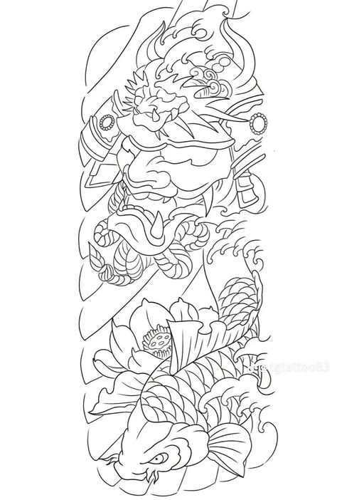 Maori Tattoo Patterns, Kakashi Tattoo, Japanese Warrior Tattoo, Koi Tattoo Sleeve, Japanese Tattoos For Men, Dragon Tattoo Sketch, Black Tattoo Cover Up, Samurai Tattoo Design, Album Artwork Cover Art