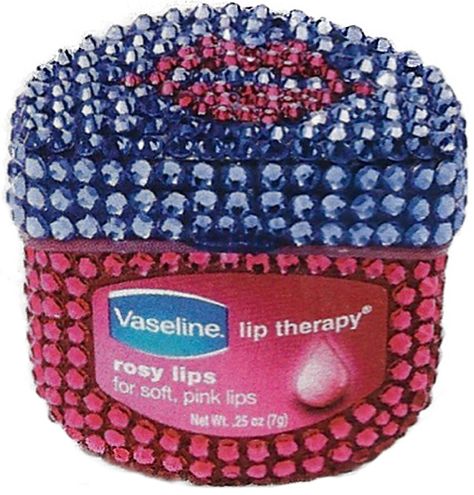 Vaseline Lip Therapy Rosy, Bling Ideas, Vaseline Lip Therapy, Rhinestone Projects, Lip Therapy, Vaseline Lip, Rosy Lips, Mini Jars, Pin Ups