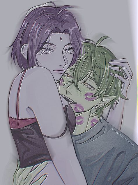 Beast Boy Fanart, Raven And Beast Boy, Boy Fanart, Beast Boy, Not Mine, Purple, Hair