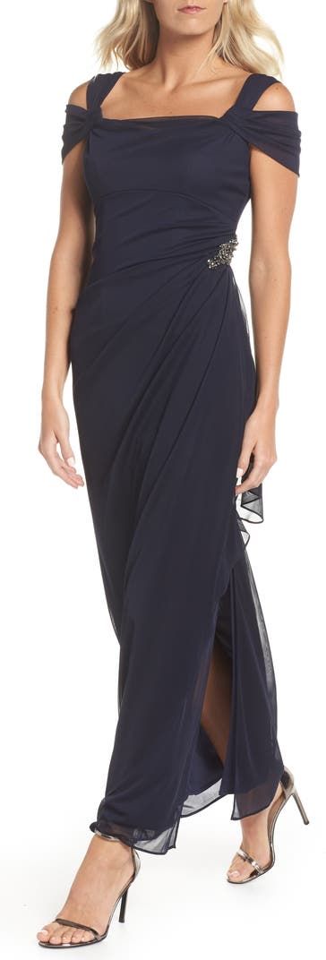 Alex Evenings Embellished Cold Shoulder Column Evening Gown | Nordstrom Cold Shoulder Gown, Mother Of The Bride Dresses Long, Mother Of Groom Dresses, Mob Dresses, Alex Evenings, Embellished Gown, Maxi Gown Dress, Column Gown, A Line Gown