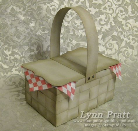 Picnic Basket by lpratt - Cards and Paper Crafts at Splitcoaststampers Paper Picnic Basket, Picnic Basket Diy, Basket Template, Bologna Sandwich, Basket Diy, Bear Picnic, Teddy Bear Picnic, Stamping Up, Bologna