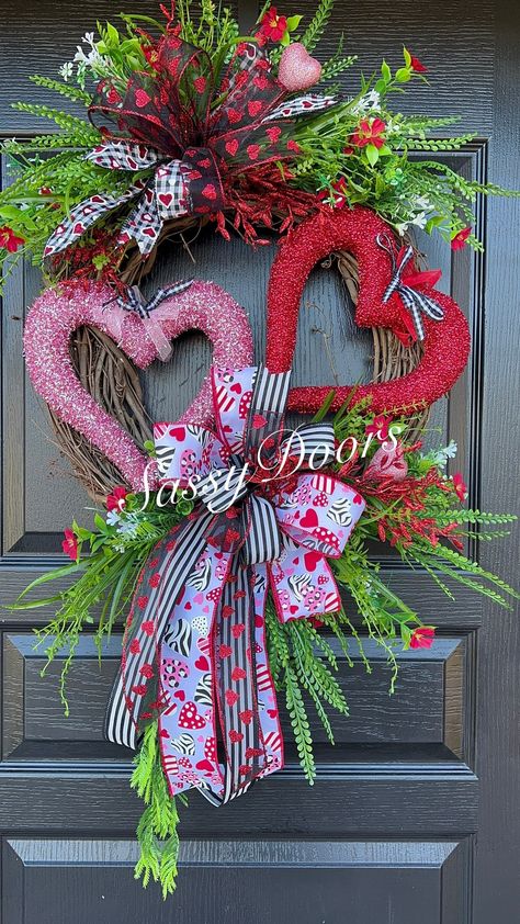 Sassy Doors Wreaths, Valentine’s Day Wreath Ideas, Valentines Wreaths For Front Door, Valentine Wreaths For Front Door Diy, Valentines Day Wreaths Front Doors, Valentine Wreath Ideas, Valentine Wreaths For Front Door, Valentines Wreath Ideas, Nana Room