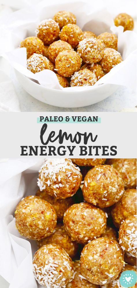 Lemon Energy Bites, Lemon Energy Balls, Paleo Energy Balls, Energy Bites Healthy, Snacks Kids, Snack Sani, Healthy Snacks To Make, Energy Bites Recipes, No Bake Energy Bites