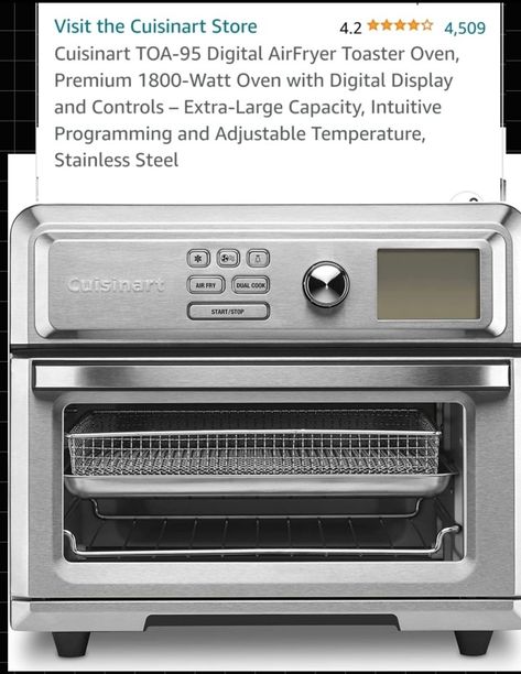 Healthy kitchen appliance choices Cuisinart Air Fryer Toaster Oven, Frying Wings, Cuisinart Air Fryer, Cuisinart Toaster Oven, Air Fryer Toaster Oven, Oven Fries, Fries Chicken, Convection Toaster Oven, Stainless Steel Toaster