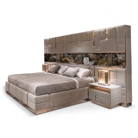 Beloved Art Bed | Visionnaire Home Philosophy Academy Modern Double Bed, Big Headboard, Beds Frame, Leather Beds, Headboard Modern, Double King Size Bed, Bed With Upholstered Headboard, Leather Bed Frame, Italian Bedroom Sets