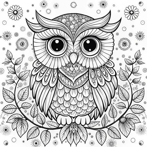 Coloring Pages Owl, Owl Coloring Pages, Digital Creator, Free Facebook, Adult Coloring Pages, Coloring Page, Owls, Adult Coloring, Coloring Pages