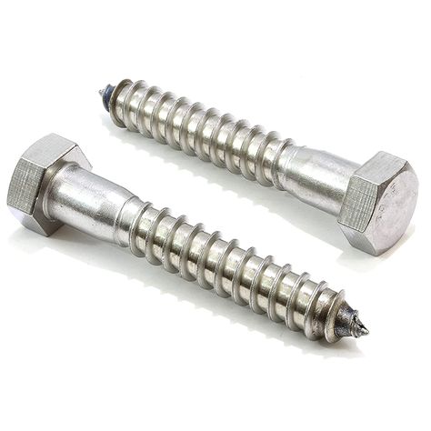 Amazon.com: 1/2" x 3" Stainless Hex Head Lag Bolt Screws, (10 Pack), 304 (18-8) Stainless Steel Coach Bolts/Large Screws for Wood with Plain Finish by Bolt Dropper : Industrial & Scientific Lag Bolts, Wrench Sizes, Carpentry Tools, Thread Types, Hardware Fasteners, Wood Screws, Home Hardware, Fresh Water, Rust