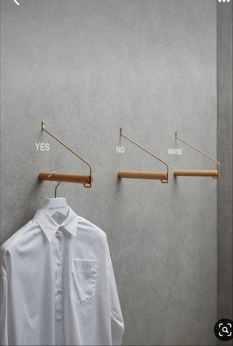 Laundry Idea, Clothes Rack Design, Industrial Laundry, Closet Idea, Clothing Racks, Clothing Displays, Mens Bedroom, Door Design Modern, Hanger Design