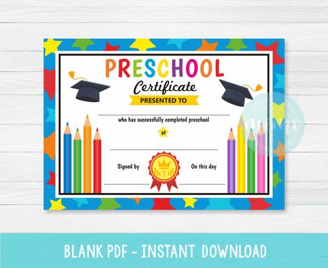 Preschool Graduation Certificate, instant download Preschool Graduation Certificate, Birthday Calendar Classroom, School Award Certificates, Kindergarten Graduation Certificate, Kindergarten Certificates, Preschool Certificates, Free Printable Certificate Templates, Preschool Diploma, Graduation Certificate Template