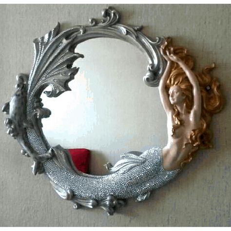 Mermaid Mirror, Art Vampire, Mermaid Sculpture, Seashell Mirror, Mermaid Bedroom, Mermaid Bathroom, Dengeki Daisy, Mermaid Artwork, Mermaid Room