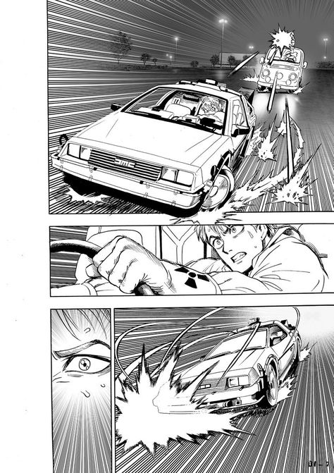 Back to the Future Manga by One-Punch Man Artist Yuusuke Murata Cancelled - News - Anime News Network Chill Art, Comic Inspiration, Comic Ideas, Comic Book Layout, Storyboard Illustration, Comic Layout, Cool Car Drawings, Graphic Novel Art, Comic Book Pages