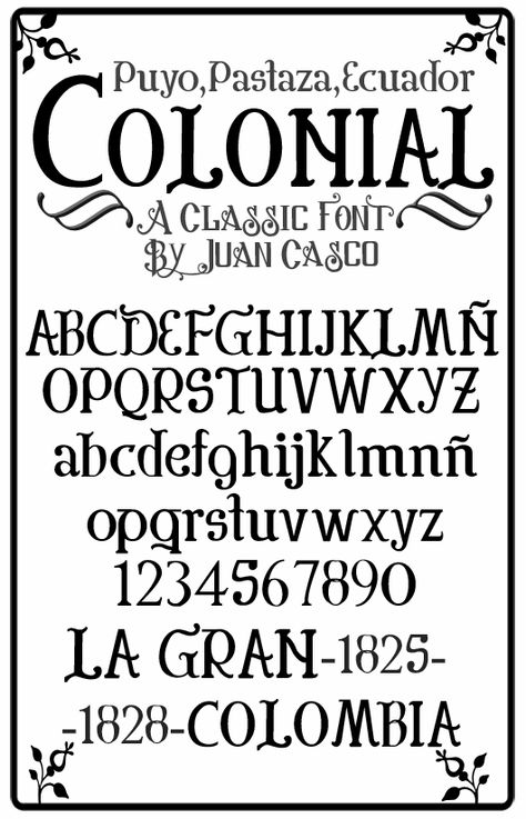 Colonial font by Juan Casco - FontSpace Sign Lettering Fonts, Old School Fonts, Abc Font, Graffiti Lettering Fonts, Tattoo Lettering Fonts, Hand Lettering Fonts, Font Graphic, Graffiti Font, Aesthetic Fonts