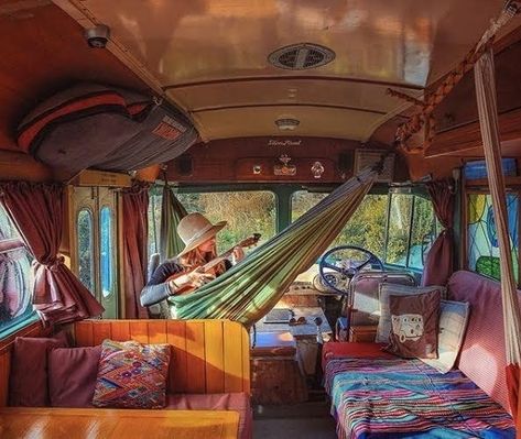 15+ Ideas On How To Financially Support Your Nomadic Lifestyle Hammock In Van, Mini Bus Camper, Westfalia Interior Ideas, Hippie Camper Interior, Campervan Interior Ideas, Hippie Van Interior, Camper Van Interior Ideas, Combi Hippie, Van Exterior