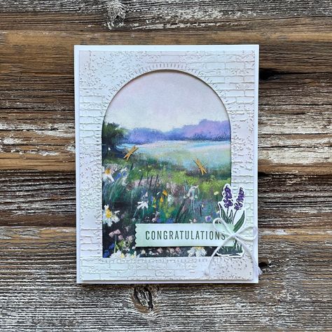 Meandering Meadow Congratulations Card Stampinup Meandering Meadows, Garden Meadow Dies Stampin Up Cards, Su Garden Meadow Cards, Su Garden Meadow, Stampin Up Garden Meadow Card Ideas, Stampin Up Meandering Meadows Dsp Cards, Su Sympathy Card Ideas, Scenic Wonders Stampin Up Cards, Su Meandering Meadows Cards