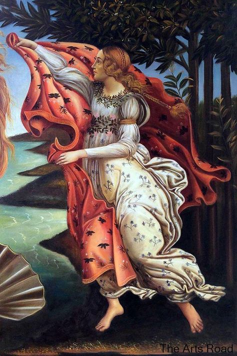 Classic Angel Painting Art for Home Decoration Birth of Venus (right panel) Sandro Botticelli Abstract Wall Art Botticelli Art, Botticelli Paintings, Giorgio Vasari, Istoria Artei, Birth Of Venus, Uffizi Gallery, Sandro Botticelli, Italian Painters, Classical Art