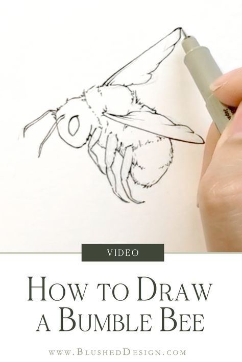 Draw A Bumble Bee, Bee Drawing, Freehand Drawing, Bee Painting, 수채화 그림, Bee Art, Watercolor Paintings Tutorials, Watercolor Art Lessons, Art Instructions