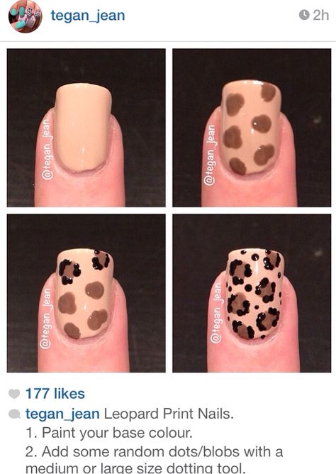 Cheetah tutorial Animal Nail Art Step By Step, Easy Leopard Nails, Nail Art Designs Step By Step, Cheetah Print Toe Nails, Easy Nail Art Tutorial, Nail Art Step By Step, Leopard Nail Designs, Cheetah Nail Designs, Cheetah Print Nails