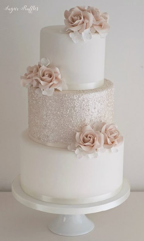 Sparkly Wedding Cakes, Blush Wedding Cakes, Round Wedding Cakes, Pink Wedding Cake, Sparkly Wedding, Simple Wedding Cake, Elegant Wedding Cakes, Wedding Cakes With Flowers, Wedding Topper