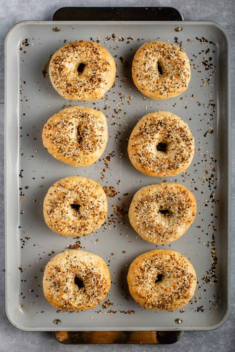 These Vegan Bagels are the absolute best! They've got the perfect crust on the outside, are soft and chewy on the inside and are made with just 3 ingredients. It's guaranteed to be your new go-to easy vegan bagel recipe. #veganbagels #bagelsrecipe #easybagels #boiledbagels #bread #vegan #sweetsimplevegan Easy Vegan Bagel Recipe, Vegan Bagel Recipe, Vegan Bagels, Vegan Bagel, Bagels Recipe, Vegan Breads, Sourdough Bagels, Low Calorie Vegan, Plain Bagel