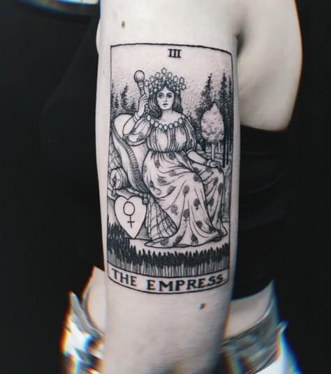 The Empress Tarot Tattoo, Soulful Tattoos, Tarot Tattoos, Tarot Symbols, Symbols Tattoo, Empress Tarot Card, Tarot Card Tattoo, Tarot Tattoo, Card Tattoo Designs