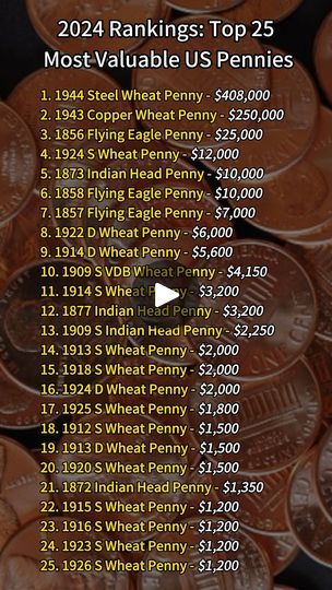 Old Pennies Worth Money List, Coin Collection Value, Smashed Pennies, Valuable Wheat Pennies, Penny Value Chart, Old Coins Price, Old Pennies Worth Money, Old Coins Value, Rare Pennies