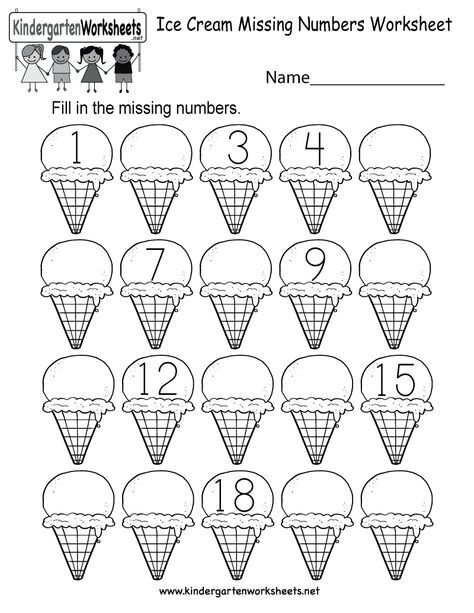 Kids are asked to fill in the missing numbers in a series of 20 single scoop ice cream cones in this free worksheet that is perfect for summer. You can print, download the PDF, or use it online. Fill In The Number Worksheet, 1 To 20 Counting Worksheet, Counting To 20 Worksheets Free Printable, Fill In The Missing Numbers 1-20, 1-20 Worksheet, Number 1-20, Thanksgiving Math Worksheets, Counting Worksheets For Kindergarten, Number Worksheets Kindergarten