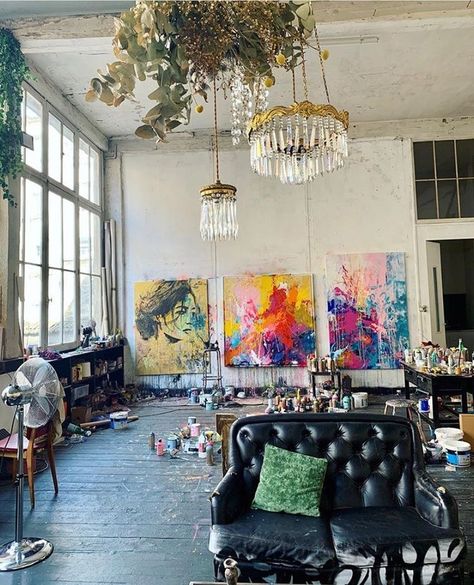 Loft Art Studio, Painters Studio, Art Studio Space, Artist Studios, Art Studio Room, Artist Loft, Art Studio Design, Art Studio At Home, Soyut Sanat Tabloları